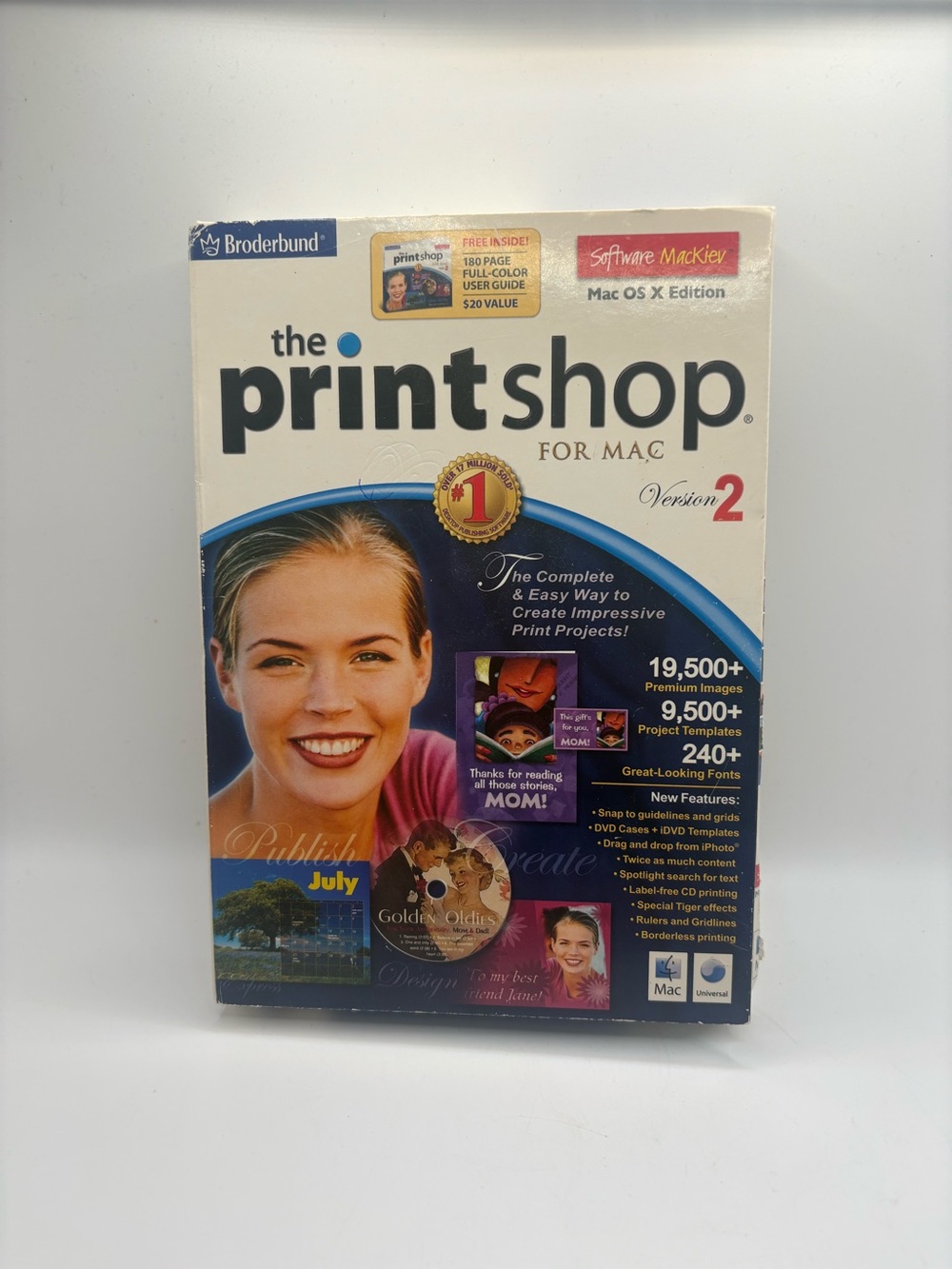 Broderbund The Print Shop for Mac Version 2 Mac OS X 2-CD Set w/ User Guide Box